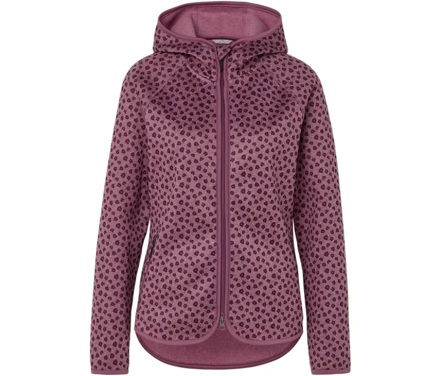 Strickfleecejacke mit Kapuze, Alloverprint
