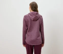 Strickfleecejacke mit Kapuze, Alloverprint