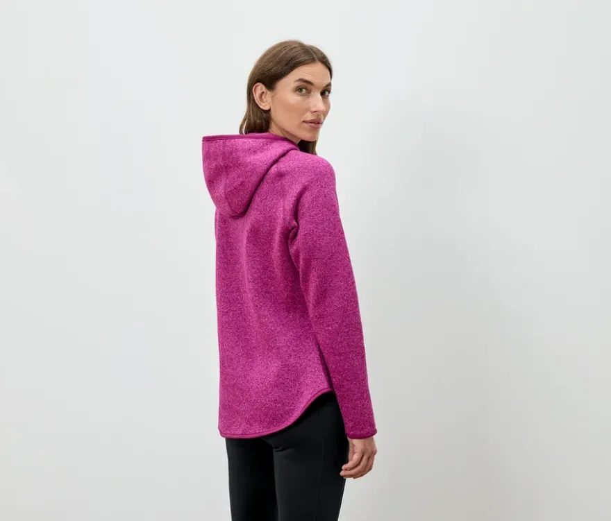 Strickfleecejacke mit Kapuze, pink