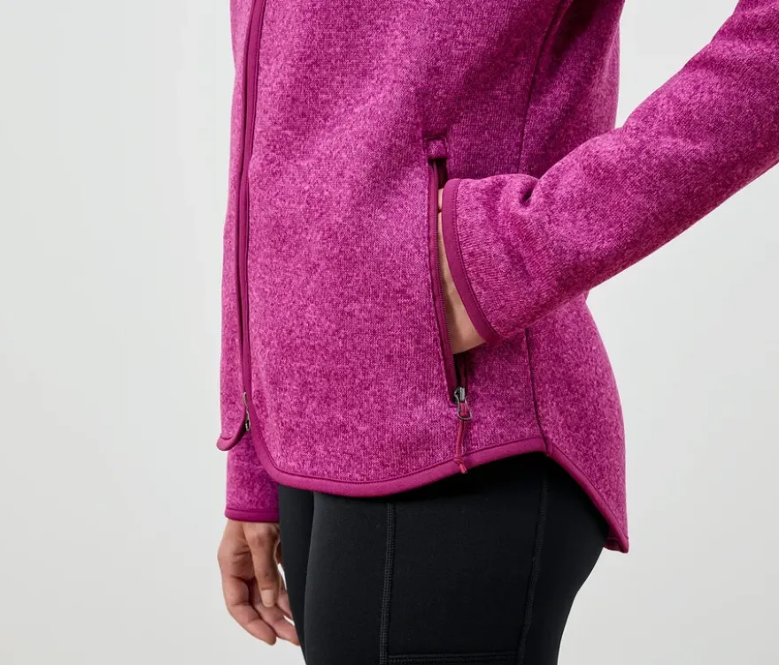 Strickfleecejacke mit Kapuze, pink