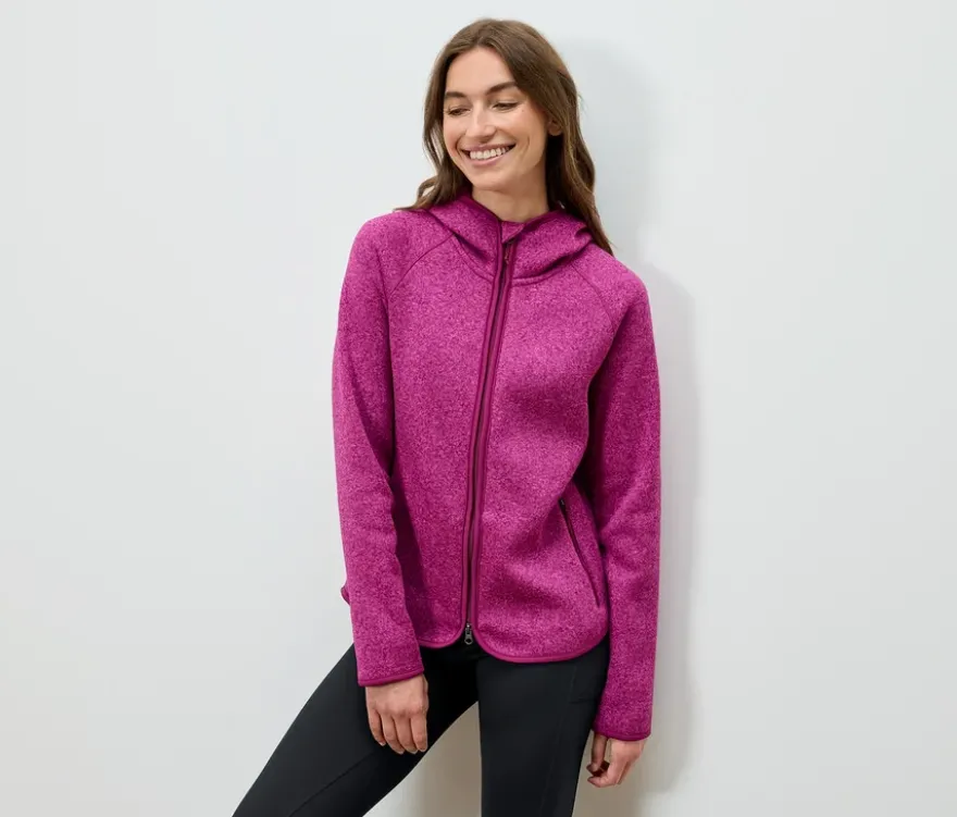 Strickfleecejacke mit Kapuze, pink