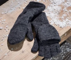 Strickfleece-Klappfäustlinge, blau