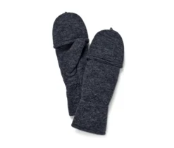 Strickfleece-Klappfäustlinge, blau
