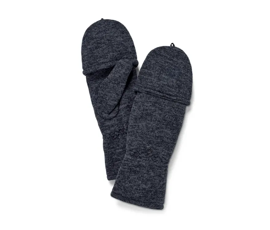 Strickfleece-Klappfäustlinge, blau