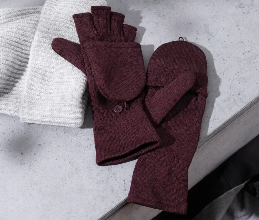 Strickfleece-Klappfäustlinge
