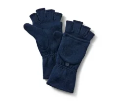Strickfleece-Klappfäustlinge, blau