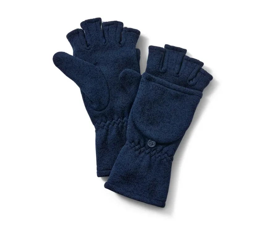 Strickfleece-Klappfäustlinge, blau