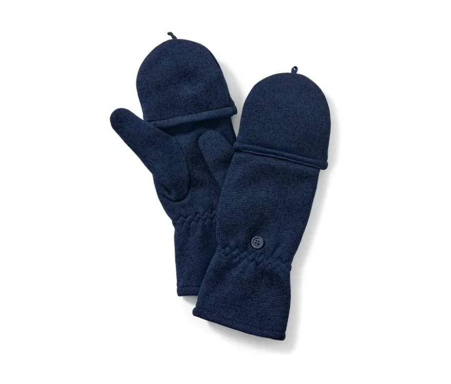 Strickfleece-Klappfäustlinge, blau