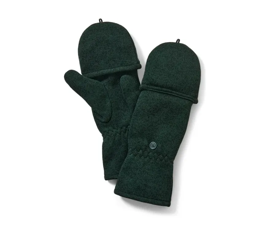 Strickfleece-Klappfäustlinge, grün
