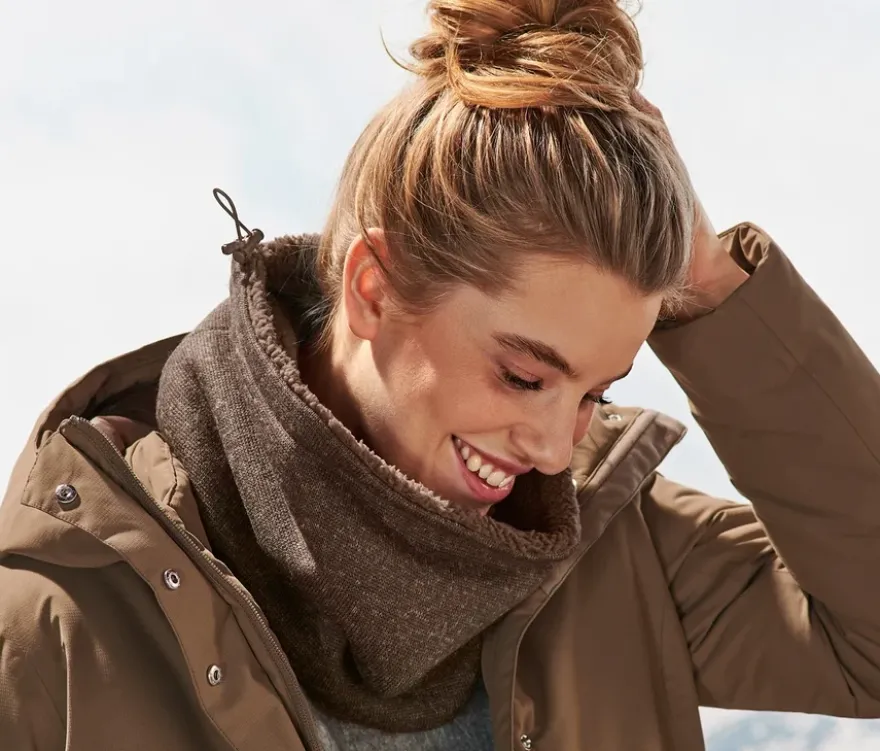 Strickfleece-Schlauchschal, braun