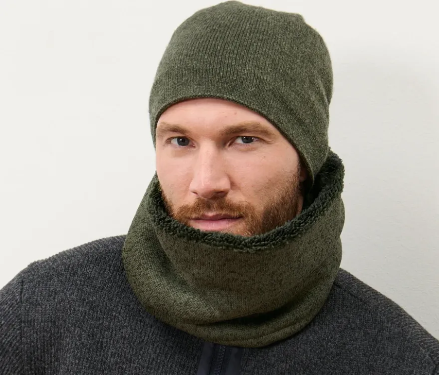 Strickfleece-Schlauchschal, khaki