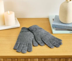 Strickhandschuhe, grau meliert