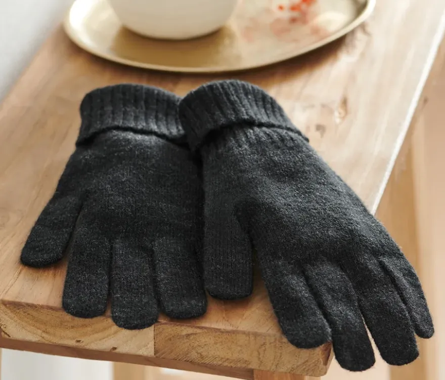 Strickhandschuhe mit Wolle, anthrazit