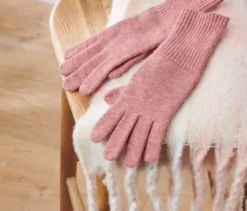 Strickhandschuhe mit Wolle, rosé