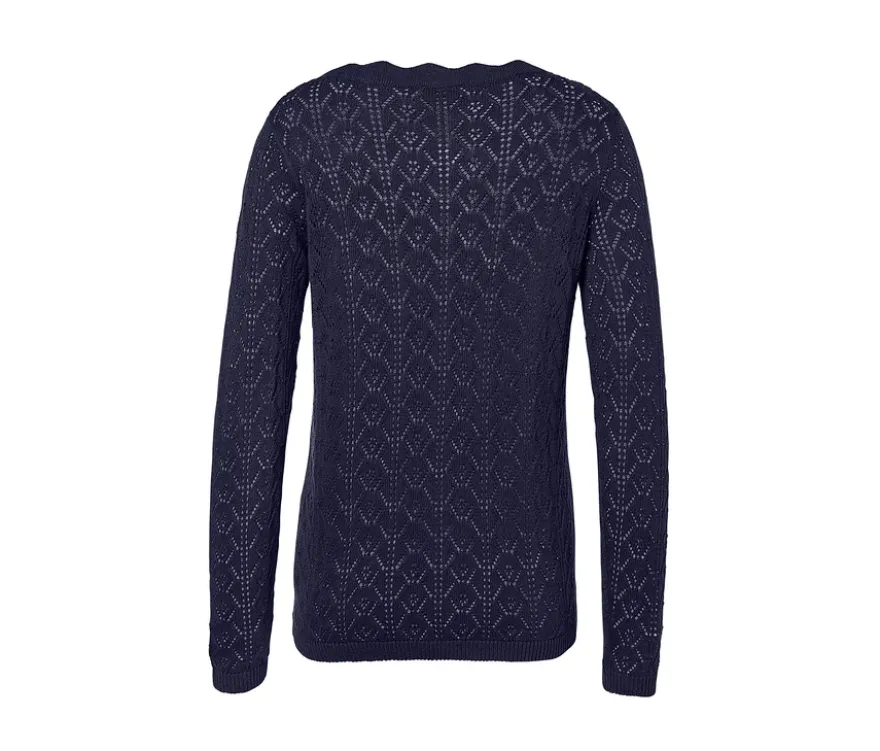 Strickjacke mit Ajour-Muster, dunkelblau