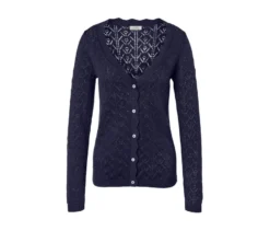 Strickjacke mit Ajour-Muster, dunkelblau