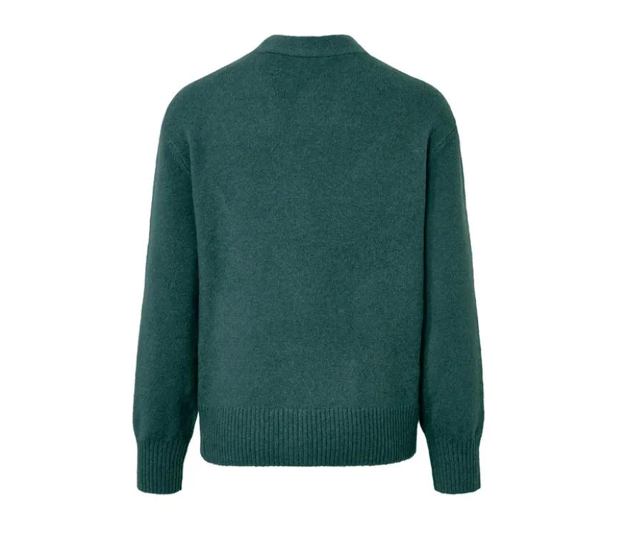 Strickjacke mit Wolle, dunkelgrün