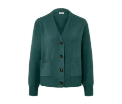 Strickjacke mit Wolle, dunkelgrün