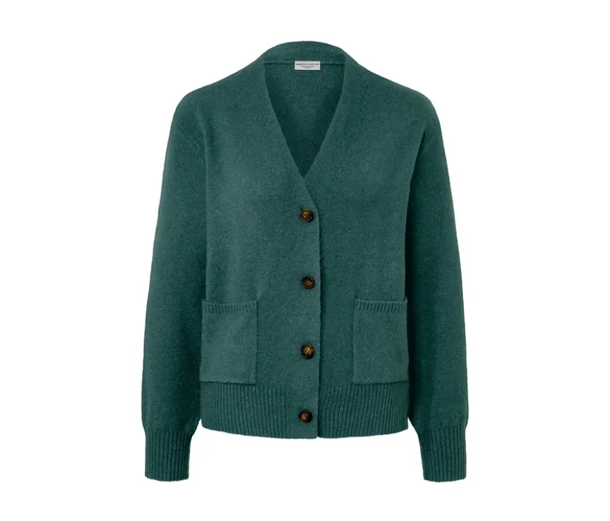 Strickjacke mit Wolle, dunkelgrün