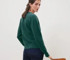 Strickjacke mit Wolle, dunkelgrün