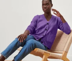 Strickjacke mit Wolle, lila