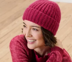 Strickmütze, himbeere
