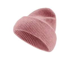 Strickmütze mit Wolle, rosé