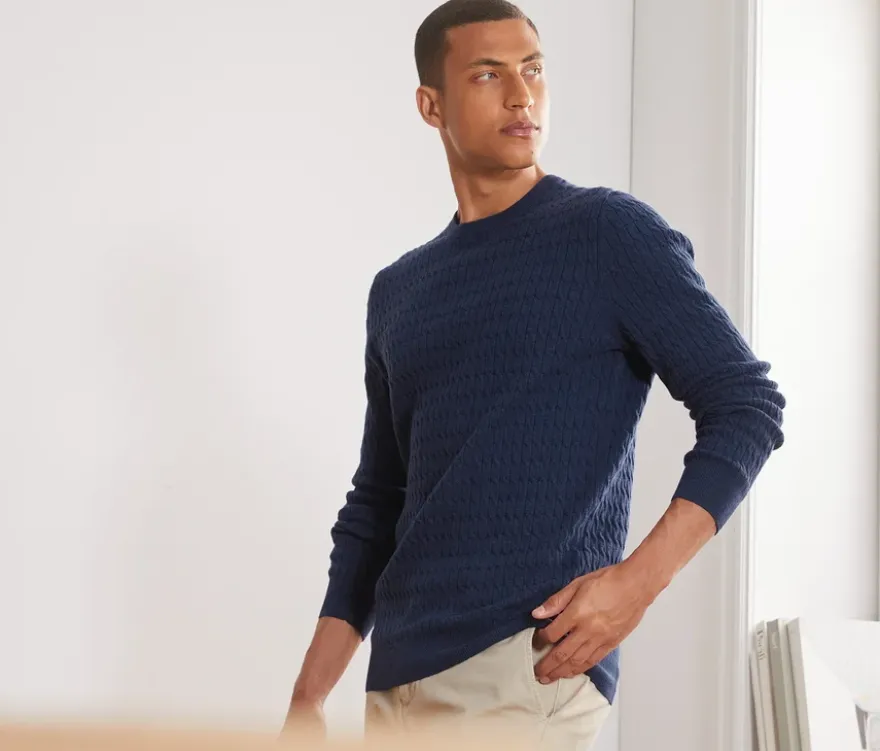Strickpullover, blau meliert