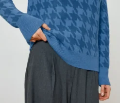 Strickpullover mit Hahnentritt-Jacquard