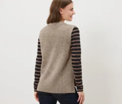 Strick-Pullunder, beige meliert