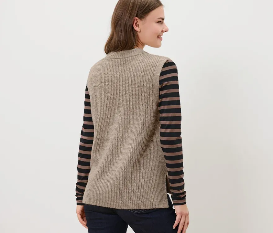 Strick-Pullunder, beige meliert