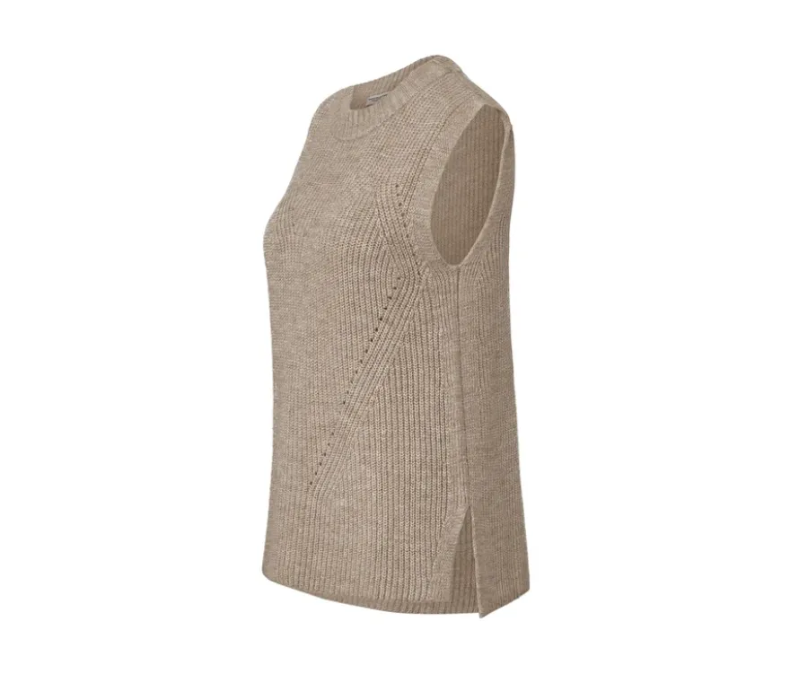 Strick-Pullunder, beige meliert