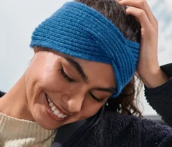 Strick-Stirnband, blau