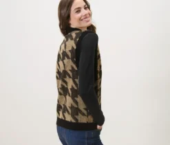 Strickweste mit Hahnentritt-Jacquard