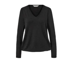Strukturiertes Langarmshirt, schwarz