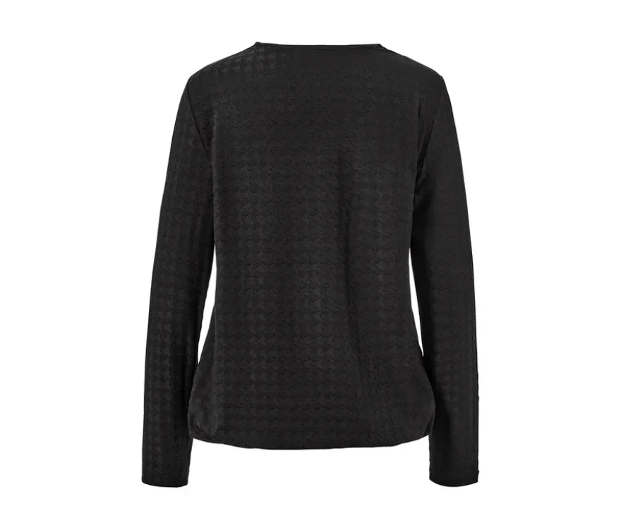 Strukturiertes Langarmshirt, schwarz