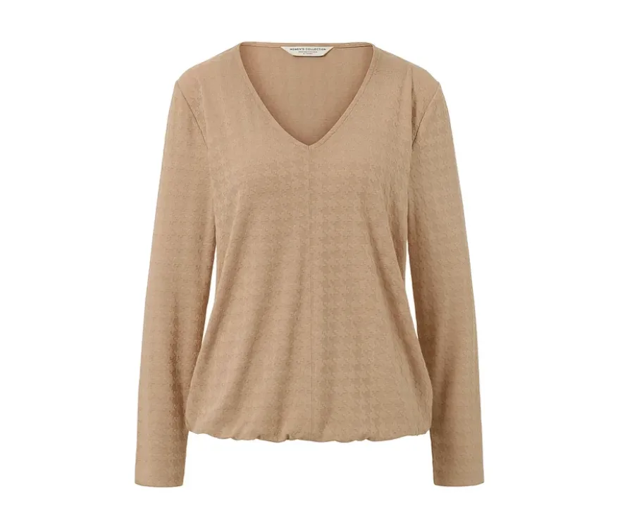 Strukturiertes Langarmshirt, camel