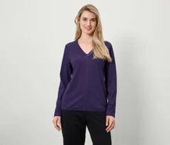 Strukturiertes Langarmshirt, pflaume