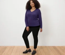 Strukturiertes Langarmshirt, pflaume