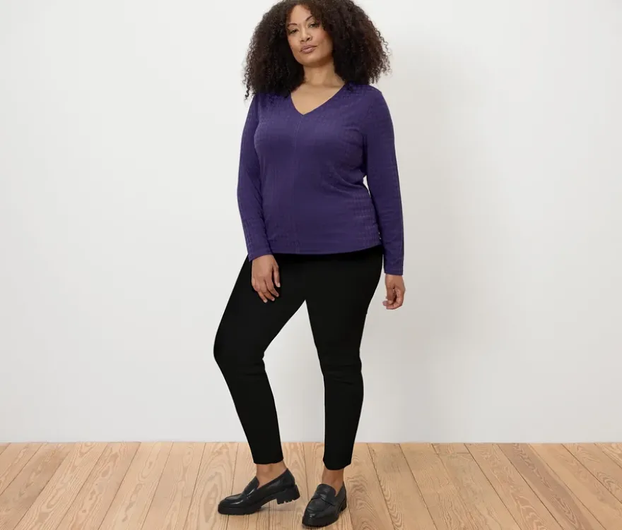 Strukturiertes Langarmshirt, pflaume