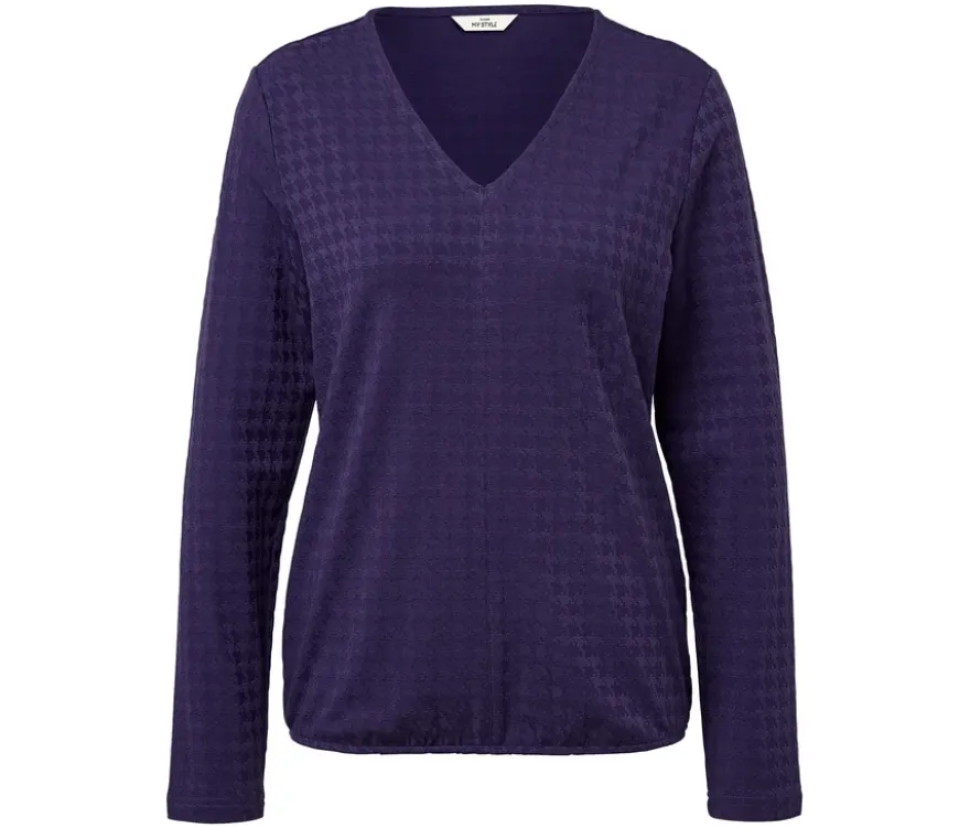 Strukturiertes Langarmshirt, pflaume