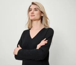 Strukturiertes Langarmshirt, schwarz