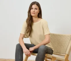 Strukturiertes Shirt, buttergelb