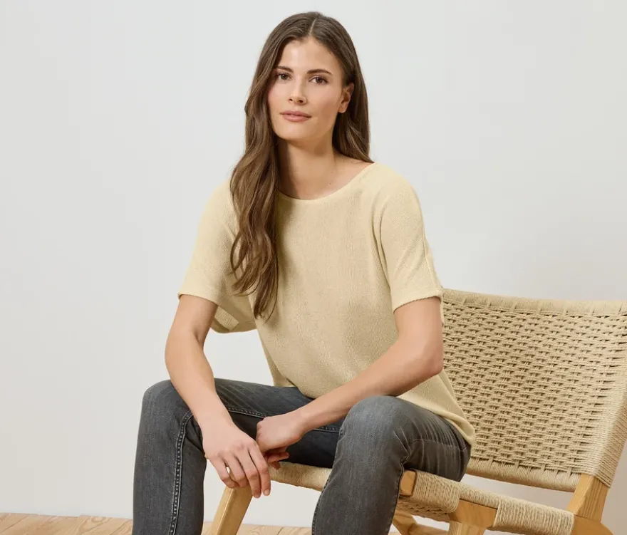 Strukturiertes Shirt, buttergelb
