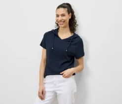 Strukturiertes Shirt, dunkelblau