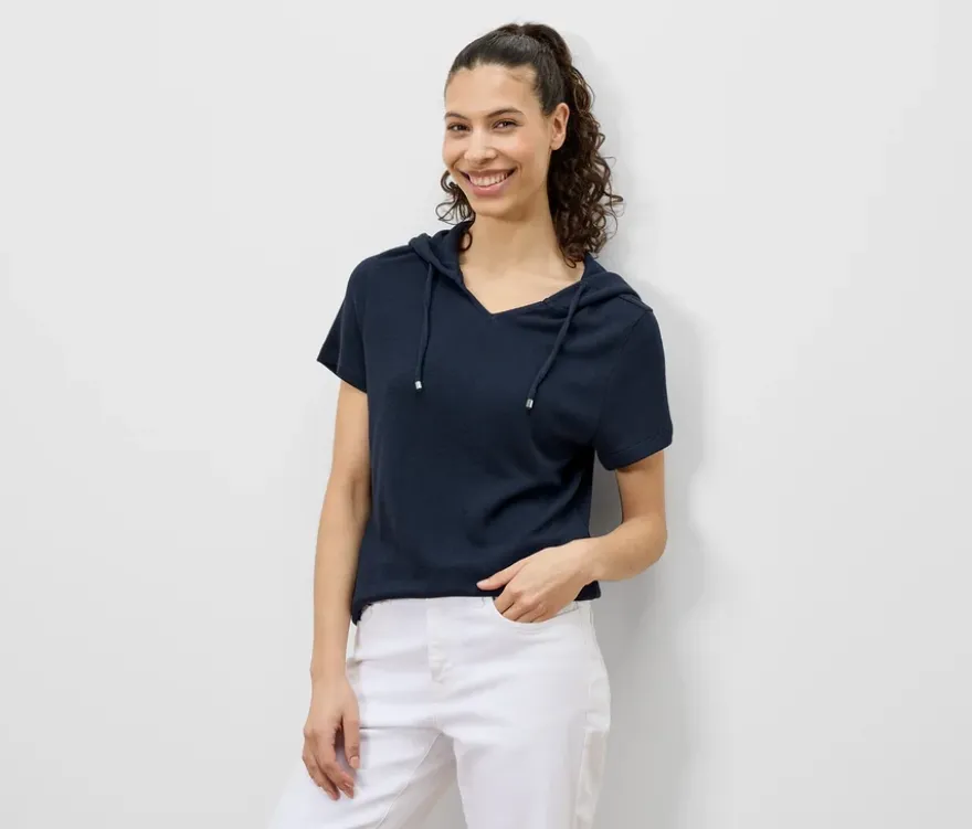 Strukturiertes Shirt, dunkelblau