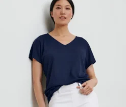 Strukturiertes Shirt, dunkelblau