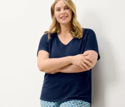 Strukturiertes Shirt, dunkelblau