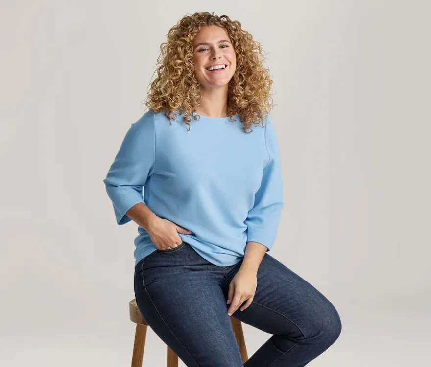Strukturiertes Shirt, hellblau