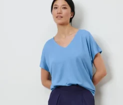 Strukturiertes Shirt, hellblau